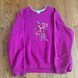 Kim Rogers Pink Sweatshirt with Floral Embroidery
